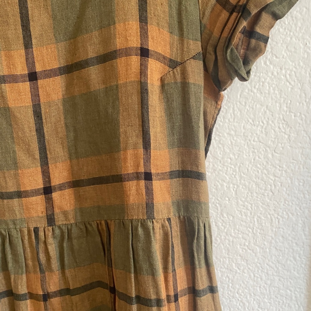 The cutest boho plaid linen dress - Picture 3 of 5